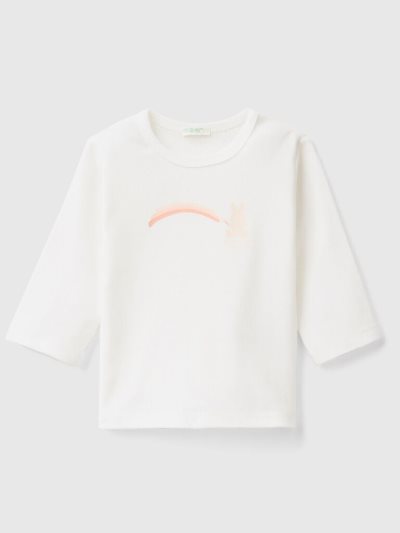 Benetton Long Sleeve 100% Organic Katoenen T-shirts Kinderen Wit | BE962727