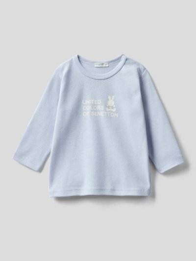 Benetton Long Sleeve 100% Organic Katoenen T-shirts Kinderen Blauw | BE979406