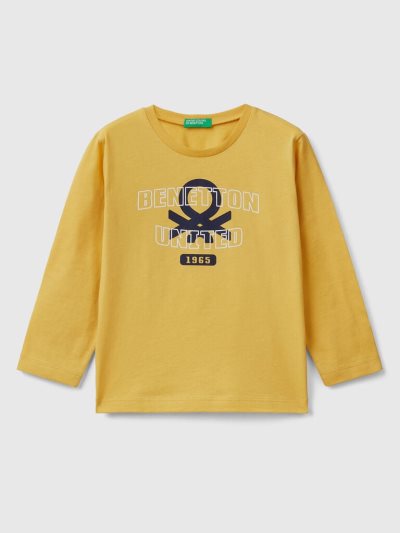 Benetton Long Sleeve Organic Katoenen T-shirts Kinderen Geel | BE073641