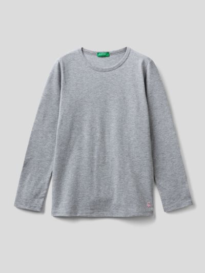 Benetton Long Sleeve Organic Katoenen T-shirts Kinderen Grijs | BE111067