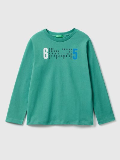 Benetton Long Sleeve Organic Katoenen T-shirts Kinderen Donkergroen | BE153298