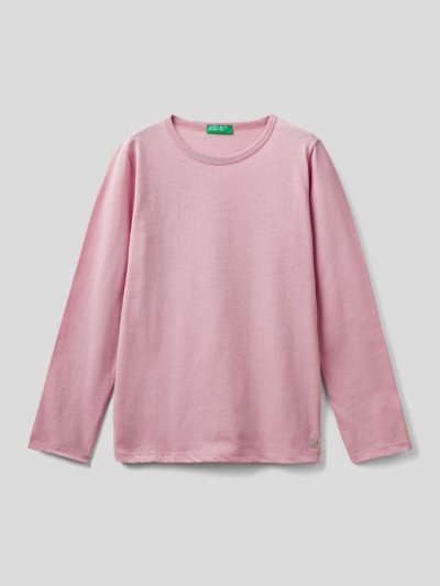 Benetton Long Sleeve Organic Katoenen T-shirts Kinderen Roze | BE177509