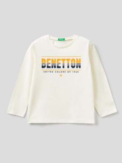 Benetton Long Sleeve Organic Katoenen T-shirts Kinderen Wit | BE215141