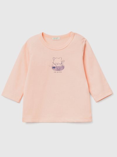 Benetton Long Sleeve Organic Katoenen T-shirts Kinderen Roze | BE459359