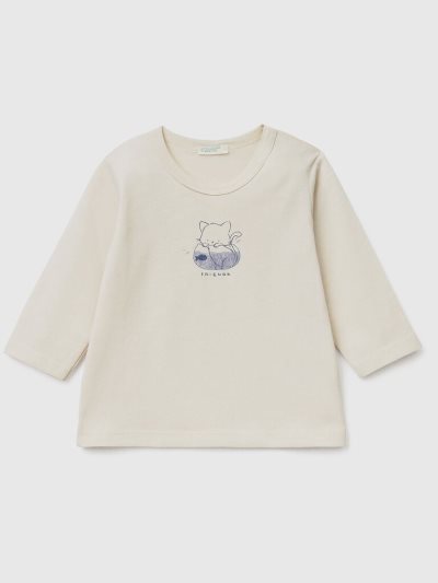 Benetton Long Sleeve Organic Katoenen T-shirts Kinderen Vanilla | BE468590