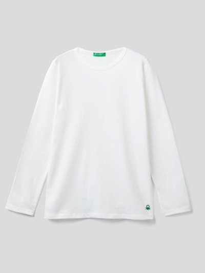 Benetton Long Sleeve Organic Katoenen T-shirts Kinderen Wit | BE472822