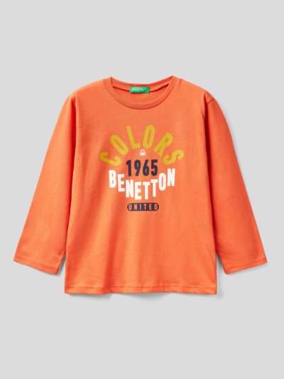 Benetton Long Sleeve Organic Katoenen T-shirts Kinderen Oranje | BE560720