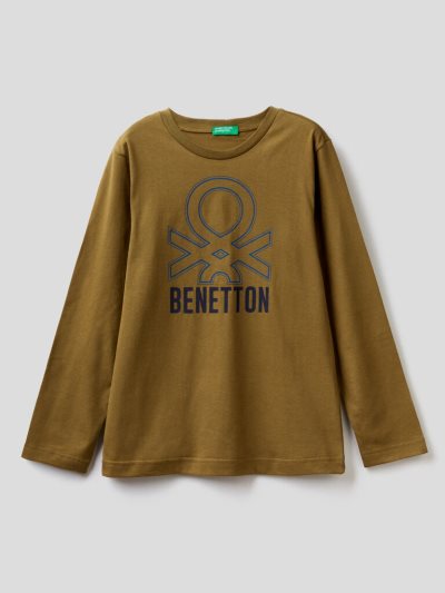 Benetton Long Sleeve Organic Katoenen T-shirts Kinderen Groen | BE562637