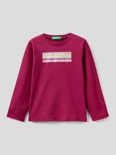 Benetton Long Sleeve Organic Katoenen T-shirts Kinderen Bordeaux | BE588992