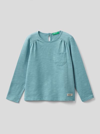 Benetton Long Sleeve Organic Katoenen T-shirts Kinderen Lichtblauw | BE611646