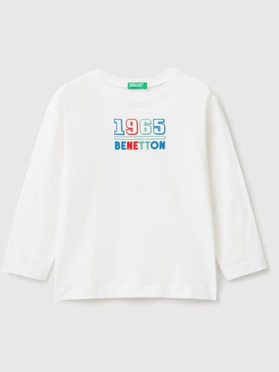 Benetton Long Sleeve Organic Katoenen T-shirts Kinderen Wit | BE655432