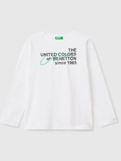 Benetton Long Sleeve Organic Katoenen T-shirts Kinderen Wit | BE703383