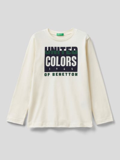 Benetton Long Sleeve Organic Katoenen T-shirts Kinderen Wit | BE703990