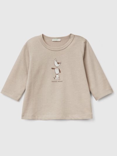 Benetton Long Sleeve Organic Katoenen T-shirts Kinderen Beige | BE705806