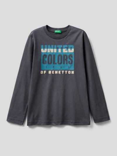 Benetton Long Sleeve Organic Katoenen T-shirts Kinderen Donkergrijs | BE740365