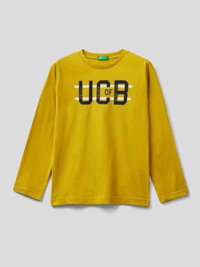 Benetton Long Sleeve Organic Katoenen T-shirts Kinderen Mosterdgeel | BE750196