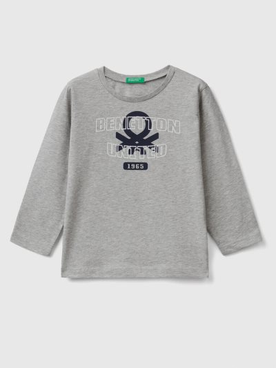 Benetton Long Sleeve Organic Katoenen T-shirts Kinderen Lichtgrijs | BE758636