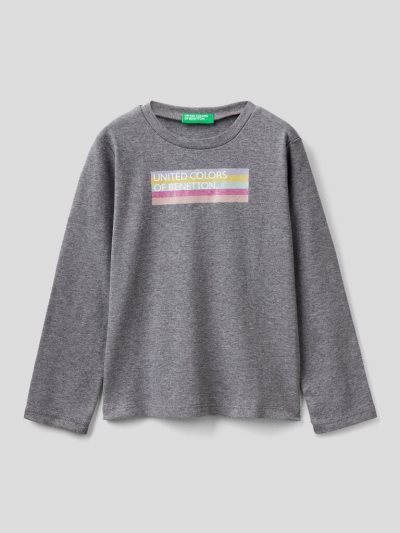 Benetton Long Sleeve Organic Katoenen T-shirts Kinderen Donkergrijs | BE781298