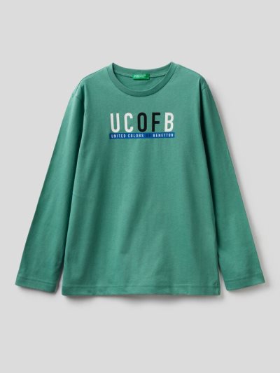 Benetton Long Sleeve Organic Katoenen T-shirts Kinderen Lichtgroen | BE800515