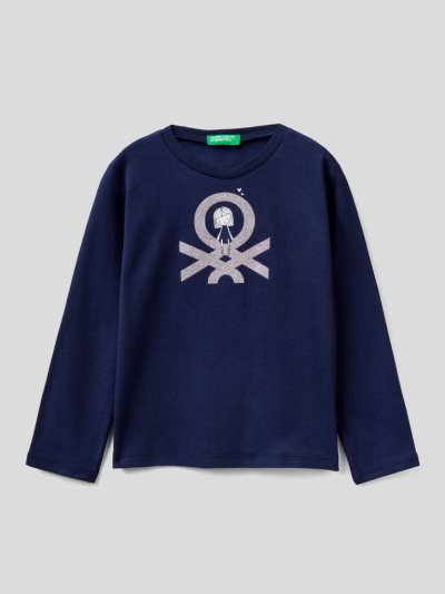 Benetton Long Sleeve Organic Katoenen T-shirts Kinderen Donkerblauw | BE810089