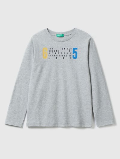 Benetton Long Sleeve Organic Katoenen T-shirts Kinderen Lichtgrijs | BE835970