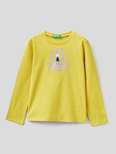 Benetton Long Sleeve Organic Katoenen T-shirts Kinderen Geel | BE853602