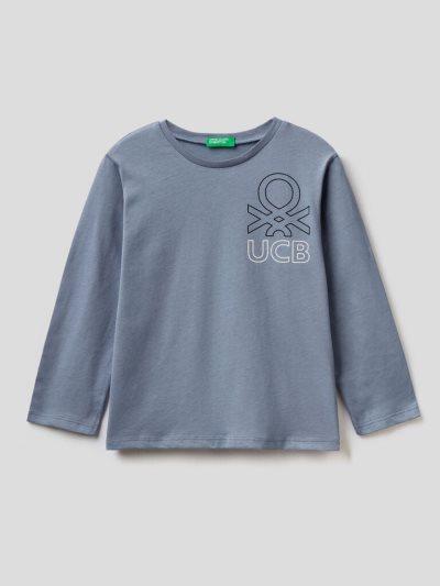 Benetton Long Sleeve Organic Katoenen T-shirts Kinderen Blauw | BE884235