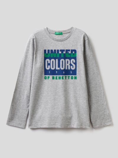 Benetton Long Sleeve Organic Katoenen T-shirts Kinderen Grijs | BE887143