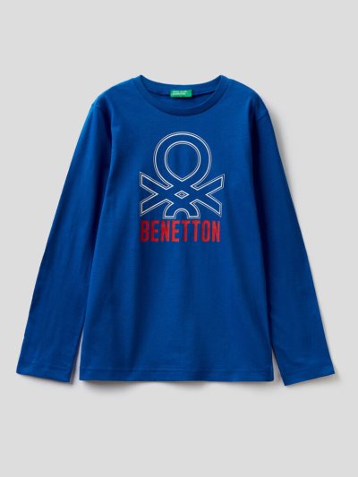 Benetton Long Sleeve Organic Katoenen T-shirts Kinderen Blauw | BE942514