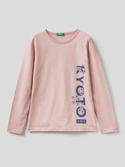 Benetton Long Sleeve Organic Katoenen T-shirts Kinderen Roze | BE949533