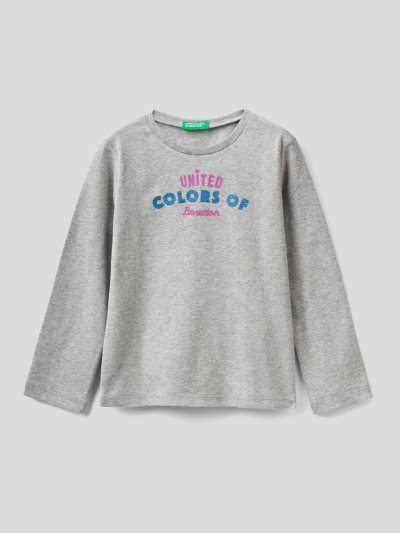 Benetton Long Sleeve Organic Katoenen T-shirts Kinderen Grijs | BE950525