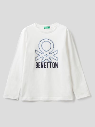 Benetton Long Sleeve Organic Katoenen T-shirts Kinderen Wit | BE955247