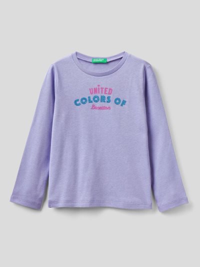 Benetton Long Sleeve Organic Katoenen T-shirts Kinderen Lilac | BE989375