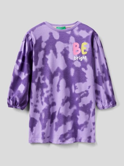 Benetton Long Sleeve Tie-dye Jurken Kinderen Violet | BE212275