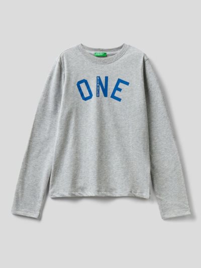 Benetton Long Sleeve Warm Katoenen T-shirts Kinderen Grijs | BE482737