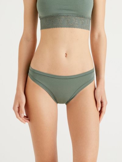 Benetton Low Rise Super Stretch Organic Katoenen Knickers Dames Groen | BE514828