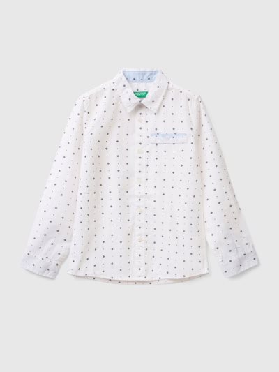 Benetton Micro Patterned Overhemd Kinderen Wit | BE608845