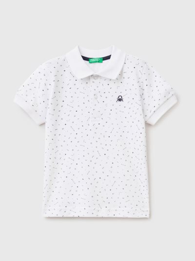 Benetton Micro Patterned Slim Fit Short Sleeve Polos Kinderen Wit | BE070113