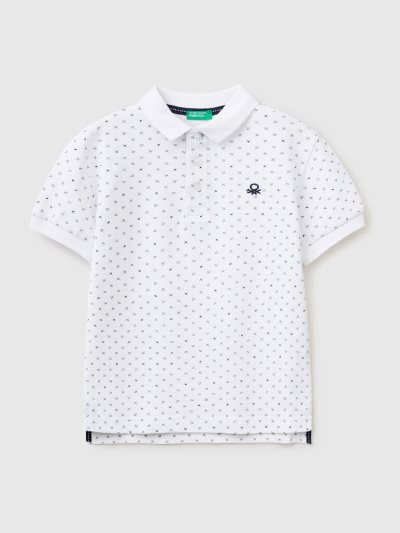 Benetton Micro Patterned Slim Fit Short Sleeve Polos Kinderen Wit | BE419972