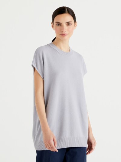 Benetton Mouwloos Cashmere Blend Truien Dames Lichtgrijs | BE482919