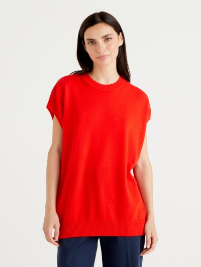 Benetton Mouwloos Cashmere Blend Truien Dames Rood | BE779857