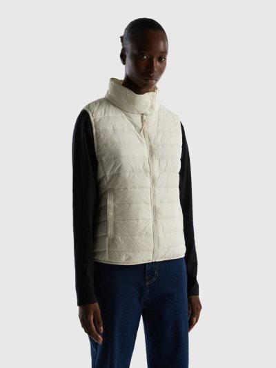 Benetton Mouwloos Puffer Recycled Wadding Gilet Dames Wit | BE014727