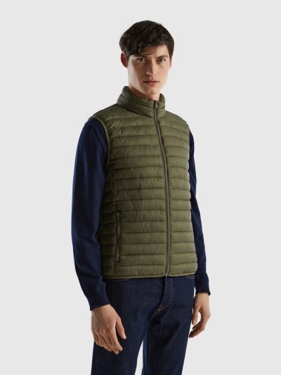 Benetton Mouwloos Puffer Recycled Wadding Gilet Heren Groen | BE275696