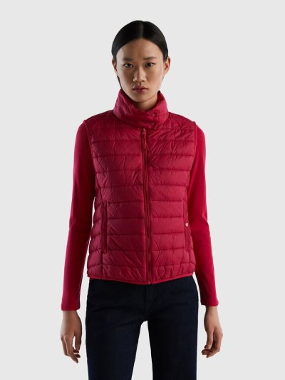 Benetton Mouwloos Puffer Recycled Wadding Gilet Dames Fuchsie | BE643637