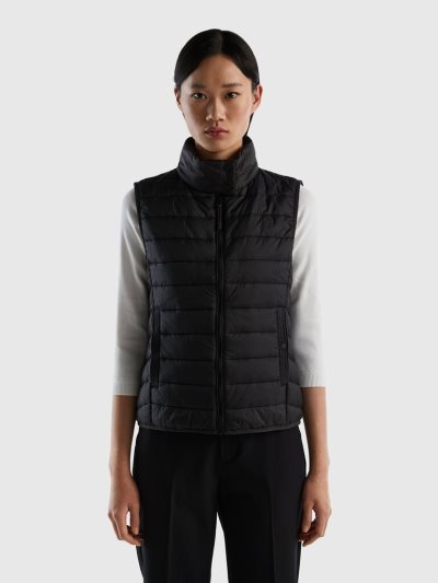 Benetton Mouwloos Puffer Recycled Wadding Gilet Dames Zwart | BE884098