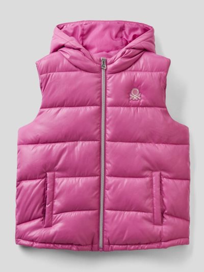 Benetton Mouwloos Puffer Zip And Hood Padded Jackets Kinderen Cyclamen | BE608909