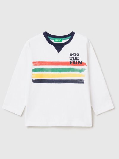 Benetton Multicolored Print Short Sleeve T-shirts Kinderen Wit | BE022926