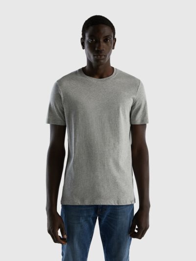 Benetton Mélange Gray Short Sleeve T-shirts Heren Lichtgrijs | BE232635