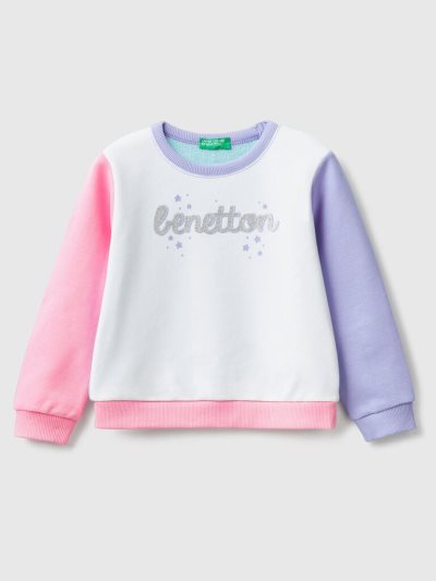 Benetton Organic Katoenen Glittery Print Sweatshirt Kinderen Multi-color | BE481579