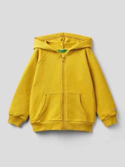 Benetton Organic Katoenen Hoodie Kinderen Mosterdgeel | BE828923